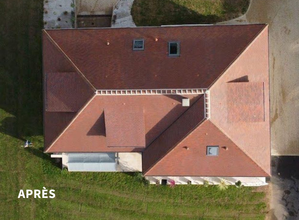 Toiture après rénovation par WH Couverture - Résultat professionnel réparation toiture Lot